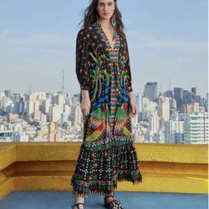 FARM Rio Black Macaw Night Maxi Dress